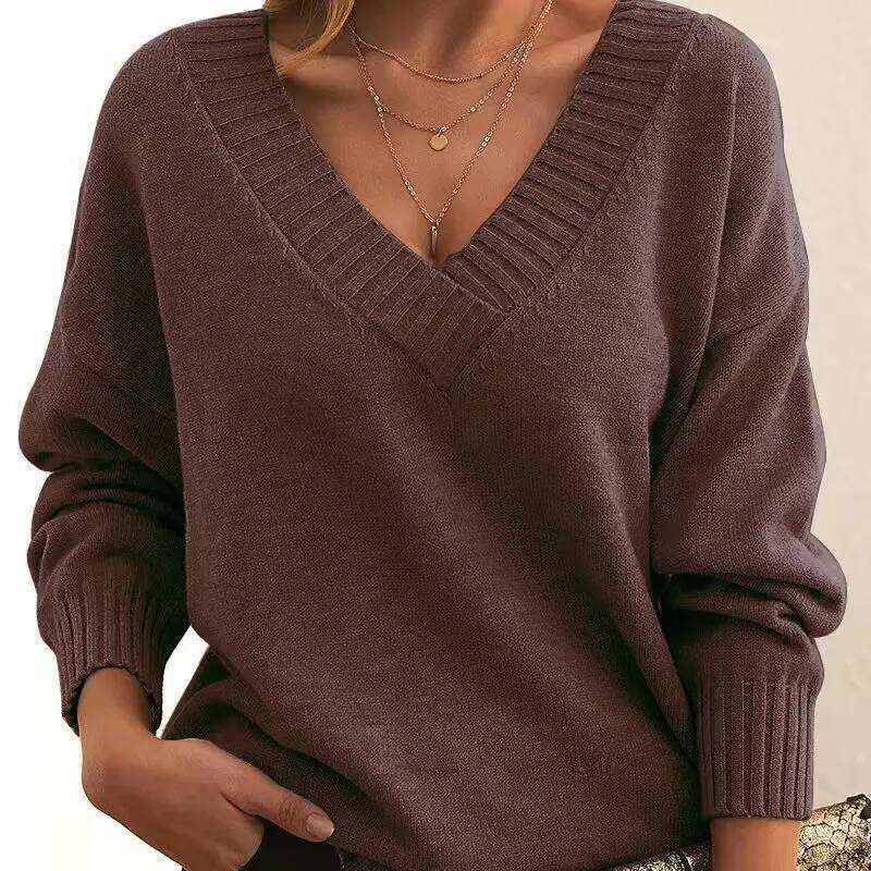 2025 Fall Winter New Fashion Women's Sweater Loose-Fit V-Neck Casual Pullover Knit Tops Y2k Clothing Z260313