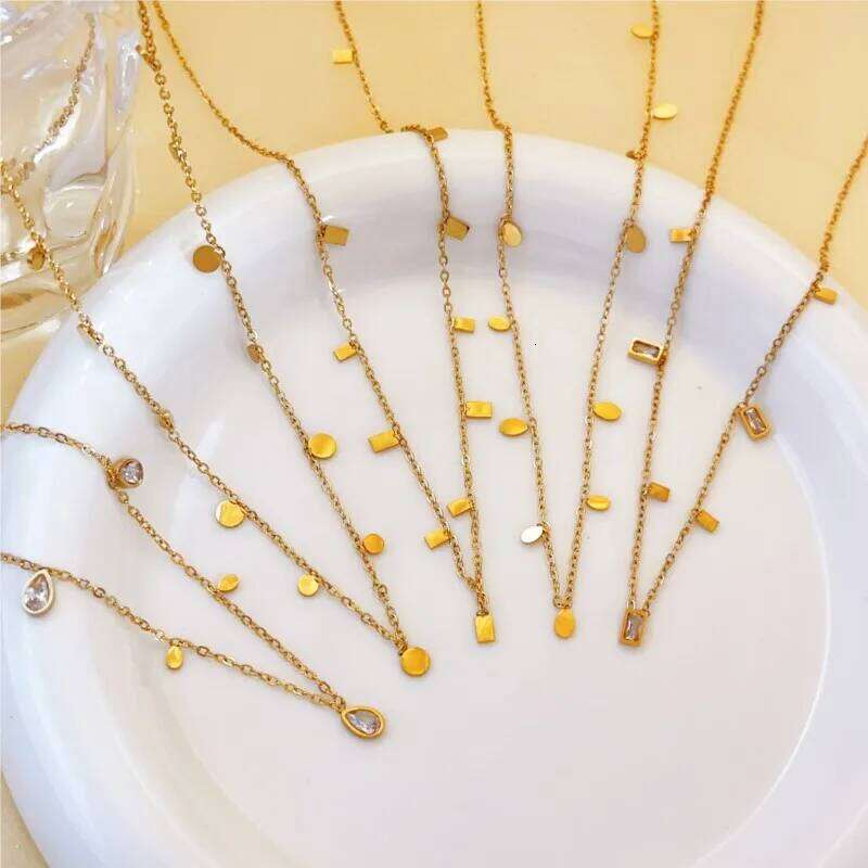 316L Stainless Steel Simple Fashion Zircon Waterdrop Pendant Necklace for Women Trendy Waterproff Chain Neck Party Jewelry Gifts H260312