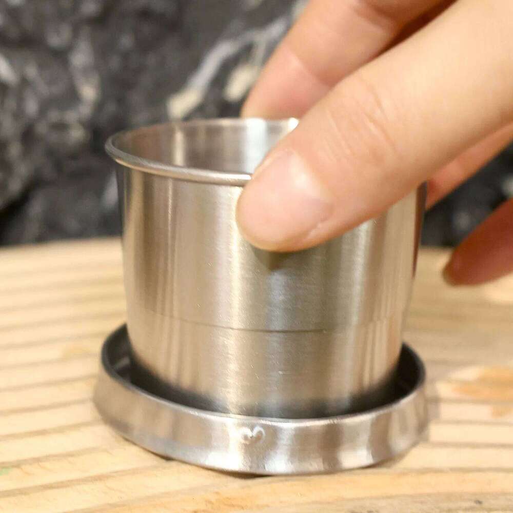 Retractable 75/150/250ml Stainless Steel Outdoor Portable Folding Cup with Lid Keychain Collapsible Shot Glasses Dr Z260313