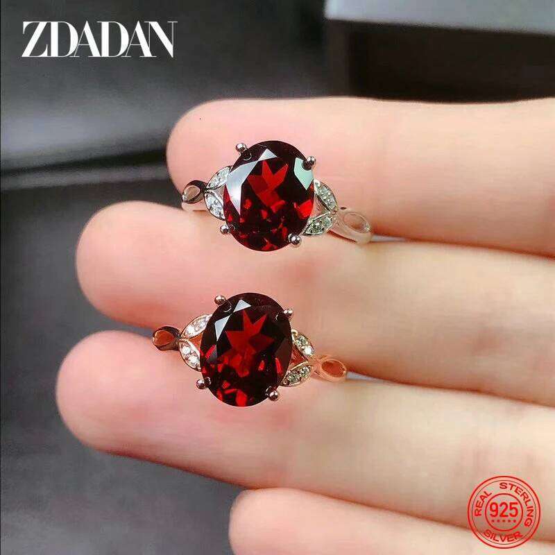 ZDADAN 925 Sterling Silver Adjustable Ruby Ring For Women Fashion Jewelry Gifts H260312