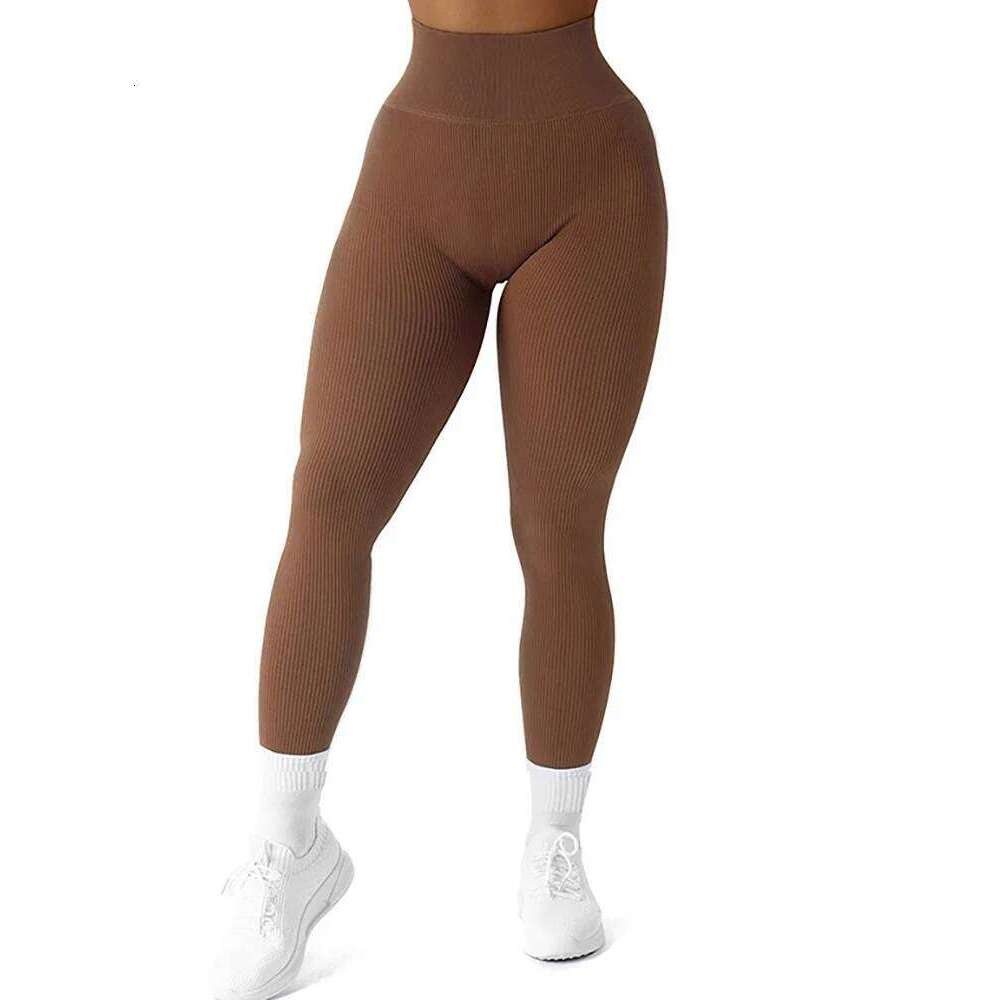 Women Ribbed Seamless High Waisted Gym Yoga Pants Push Up Leggings Athletic Fitness Workout Leggins Booty Sport Tights 26Y0313