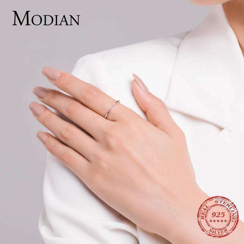 Modian New Real 925 Sterling Silver Trendy Rainbow CZ Stackable Colorful Finger Rings For Women Female Wedding Statement Jewelry H260312