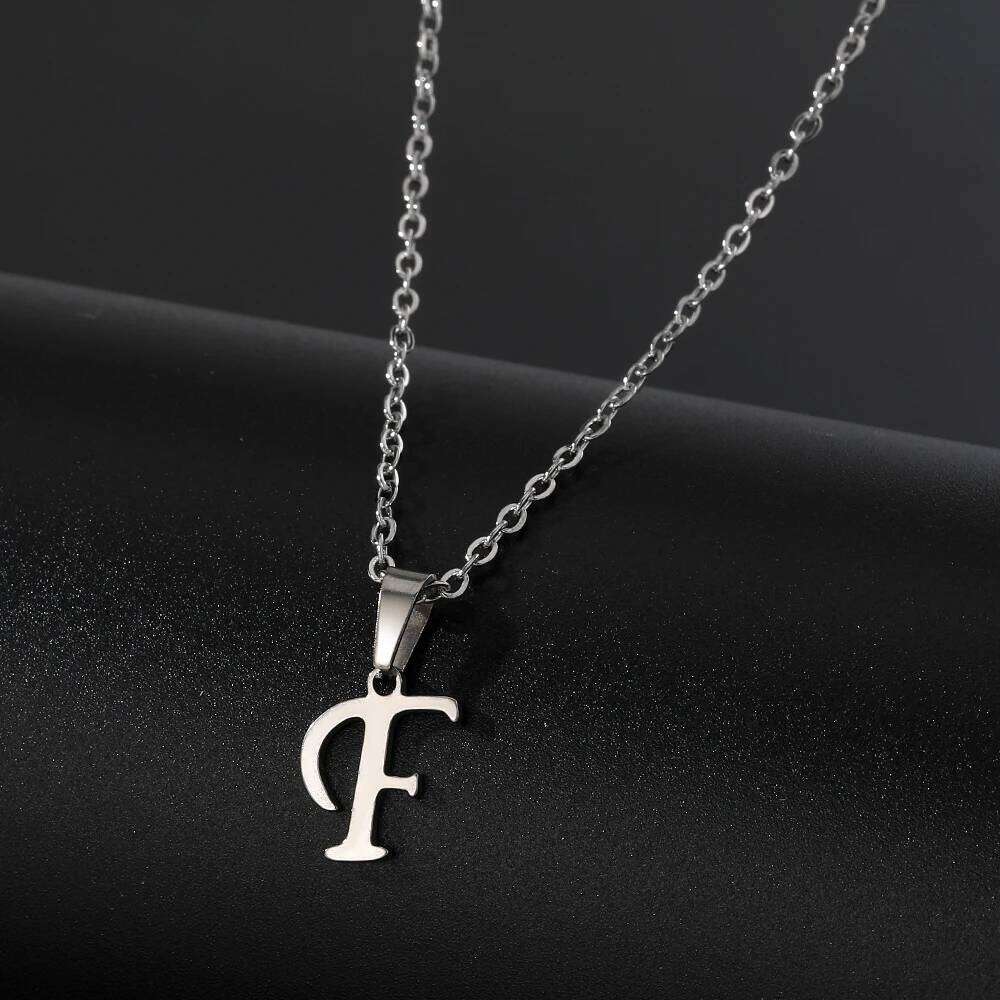 FNIO Simple Silver Color 26 Letter Pendant Necklace Fashion Unisex A-Z Initials Stainless Steel Choker Clavicle Chain Jewelry H260312