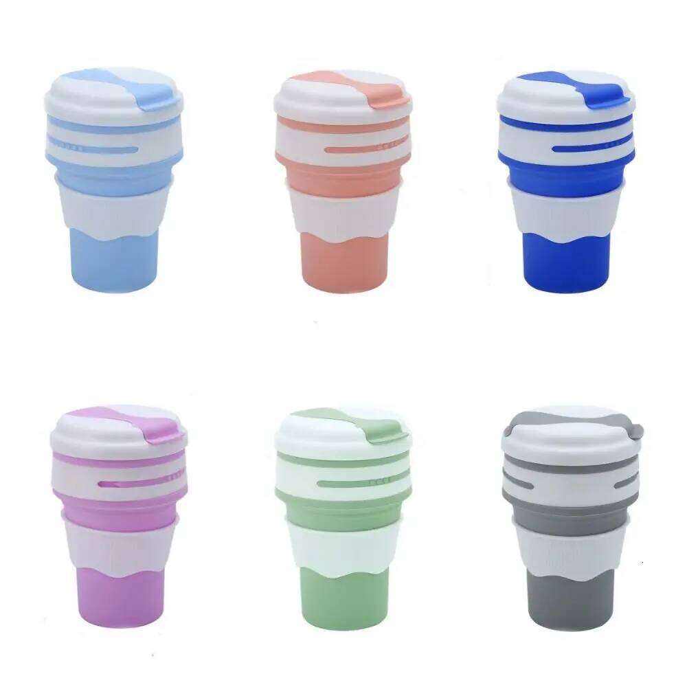 350ml Folding Water High Temperature Resistant Reusable Silicone Tea Coffee Cup Drinkware Leak-proof Z260314