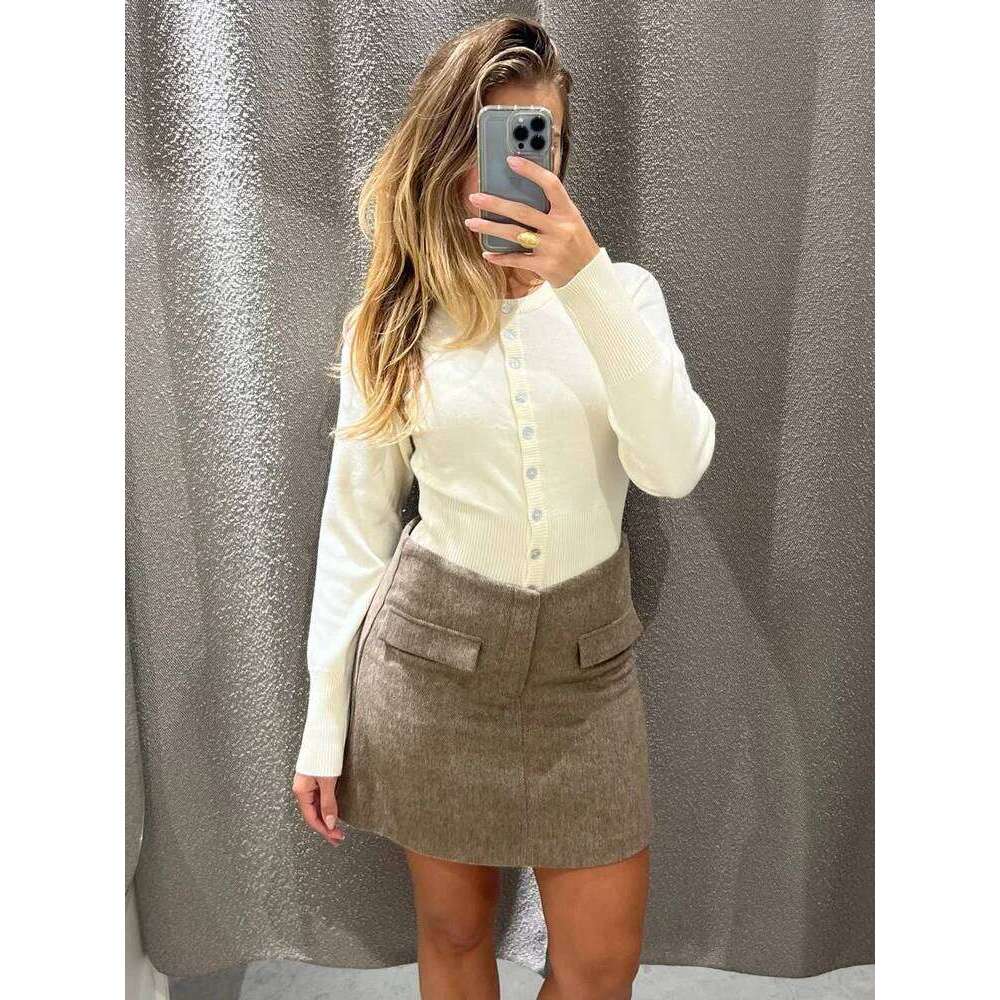 Tossy Casual Knit For Women Long Sleeve Ribbed Patchwork Slim Elegant Loose Cropped Top Female Knitwear Cardigan Z260313