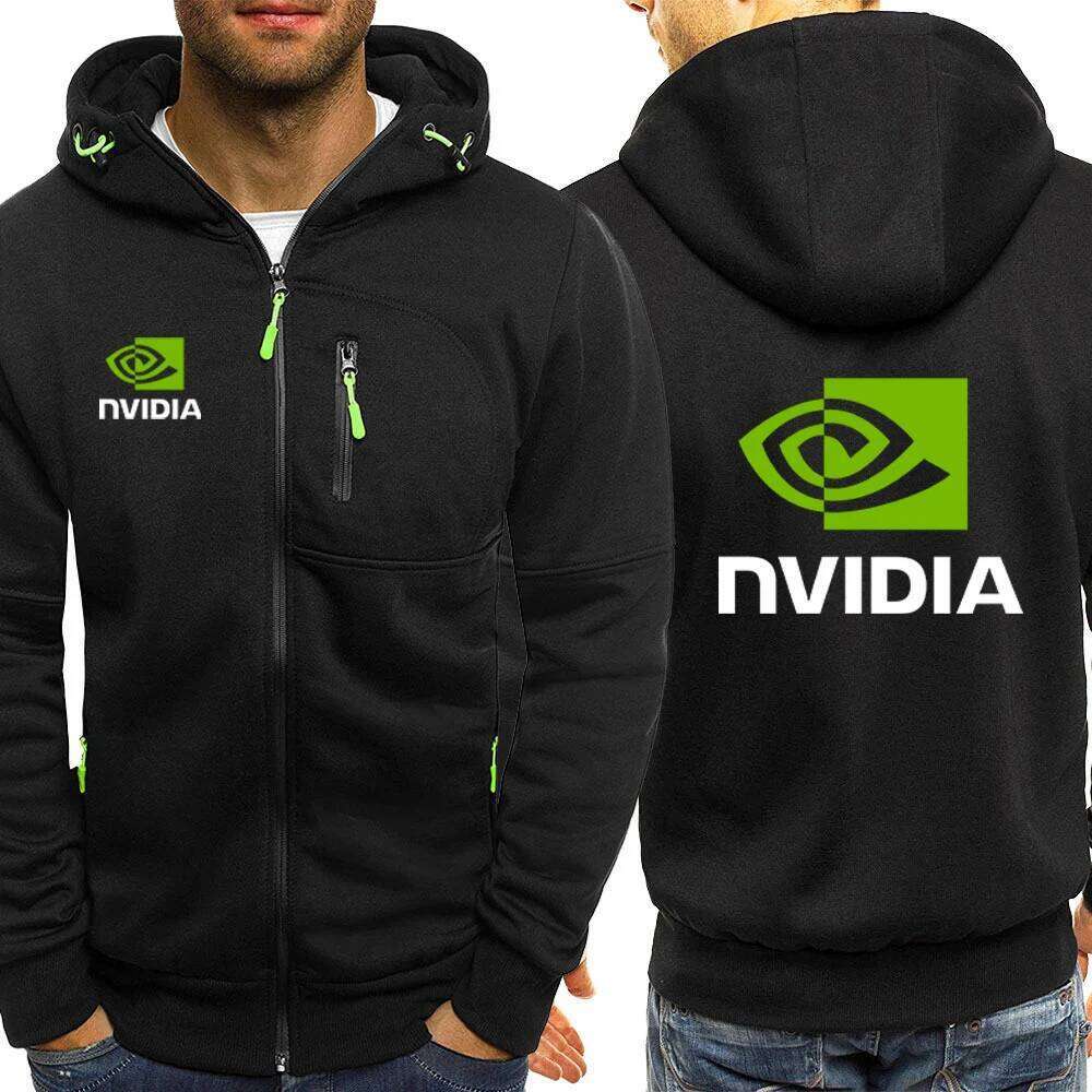 2025 Spring Autumn Men's NVIDIA Logo Print Personality Cardigan Zipper Cotton Drawstring Hoodies Popular Solid Color Sweatshirts Z260314
