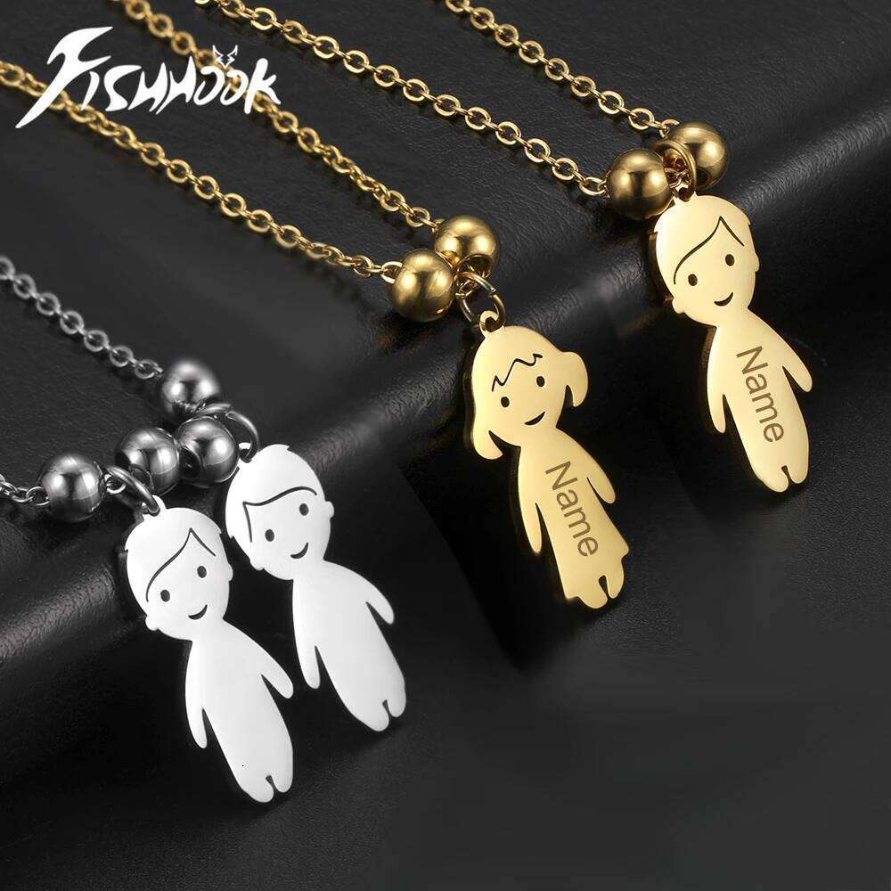 Personalized Necklace Custom Chain Name Family Gift For Women Men Couple Boy Girl Kid Dog Cat Pendant Stainless Steel Jewelry H260312
