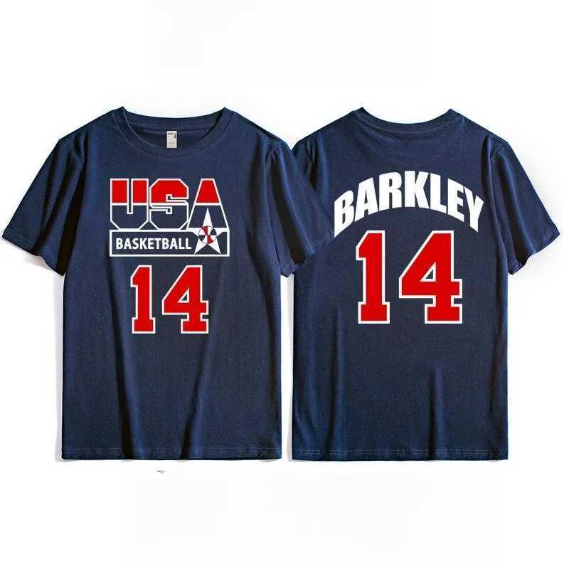 Us mens basketball team training T-shirt top retro sporty casual short-sleeved breathable quick-drying high-quality sportswear D260313