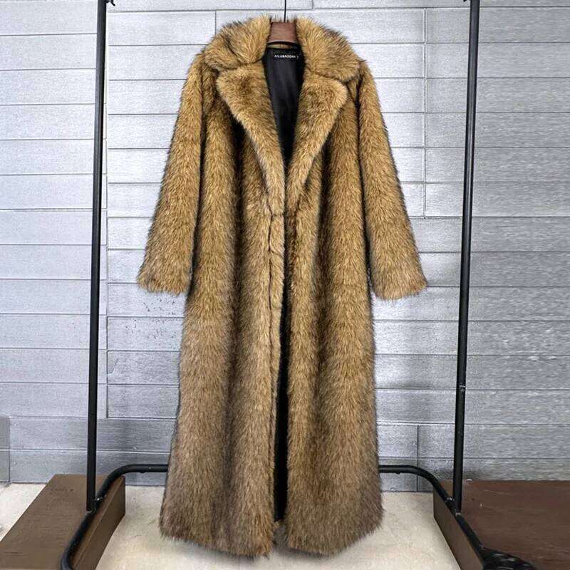 Imitation Solid Color 2025 New Winter Thick Faux Fox Loose Lapel Fur Coat For Women H45 Z260313