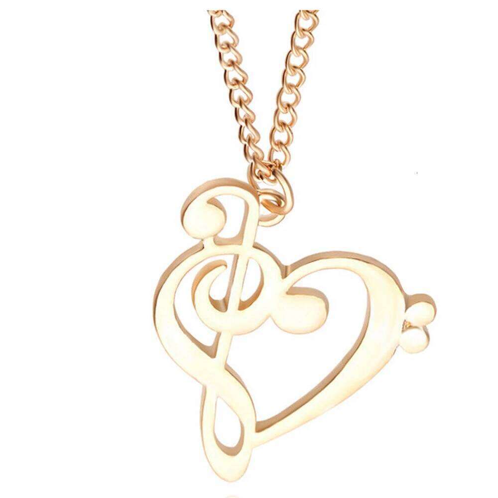 Music Note Heart of Treble and Bass Clef Women Infinity Charm Pendant Necklace Stainless Steel Jewelry Gift H260312