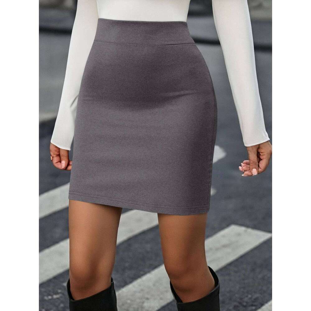 Women's Slim Fit Bodycon Mini Skirt - High Waist Elastic Waistband, Stretchy Comfortable Material, Versatile for Work, Party Z260314