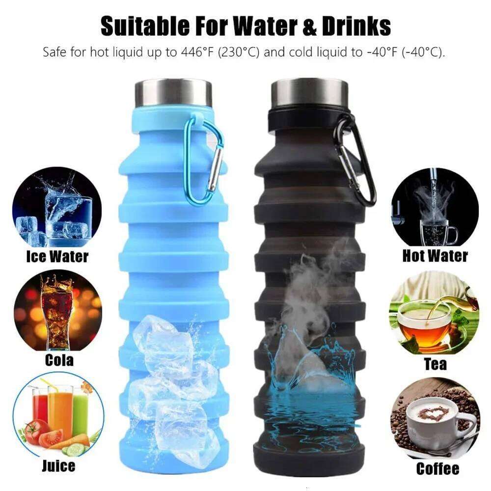 550ML Portable Collapsible Bottle BPA Free Leak Proof Silicone Reuseable Outdoor Camping Foldable Sport Water Bottles Z260313