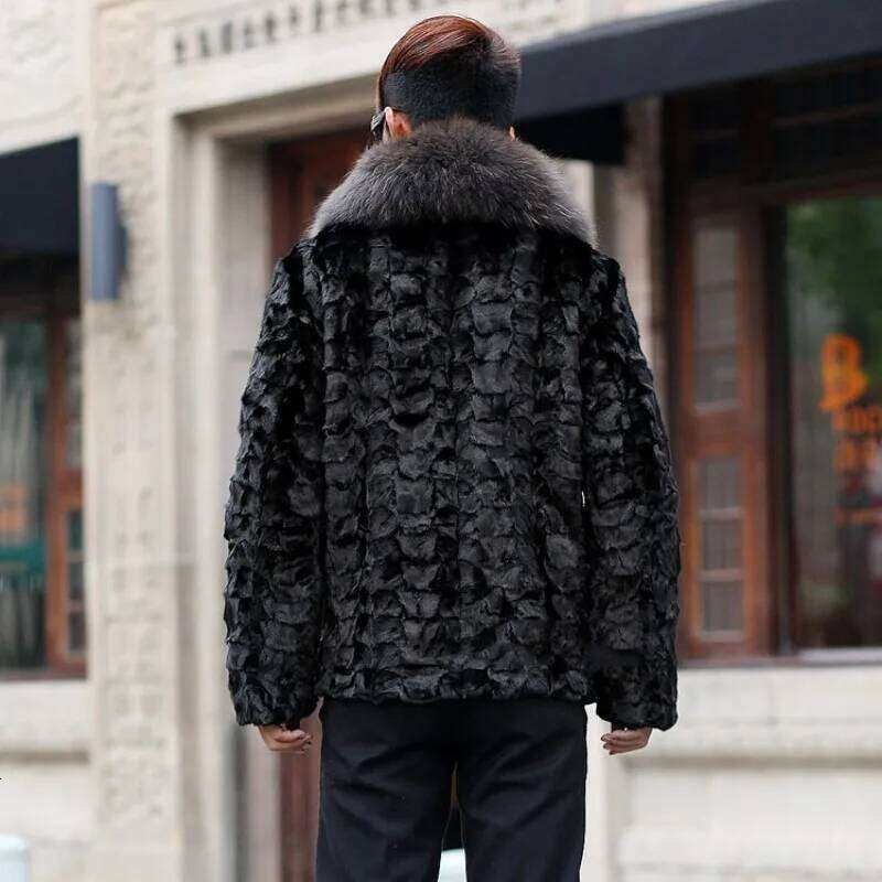 Faux Coat Winter Thick Warm Collar Long Sleeve Windbreaker Luxury Brand Men Clothing Fur Coats Z260313