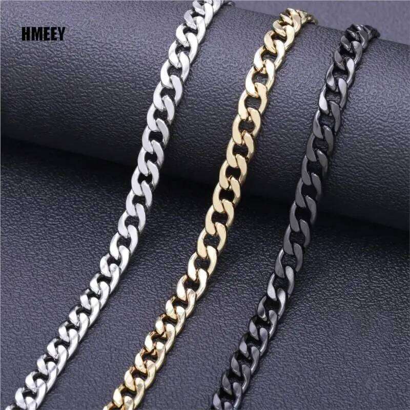 Hmeey Stainless Steel Chain Necklace Long Hip Hop for Women Men on The Neck Fashion Jewelry Gift Accessories Silver Color Choker H260312