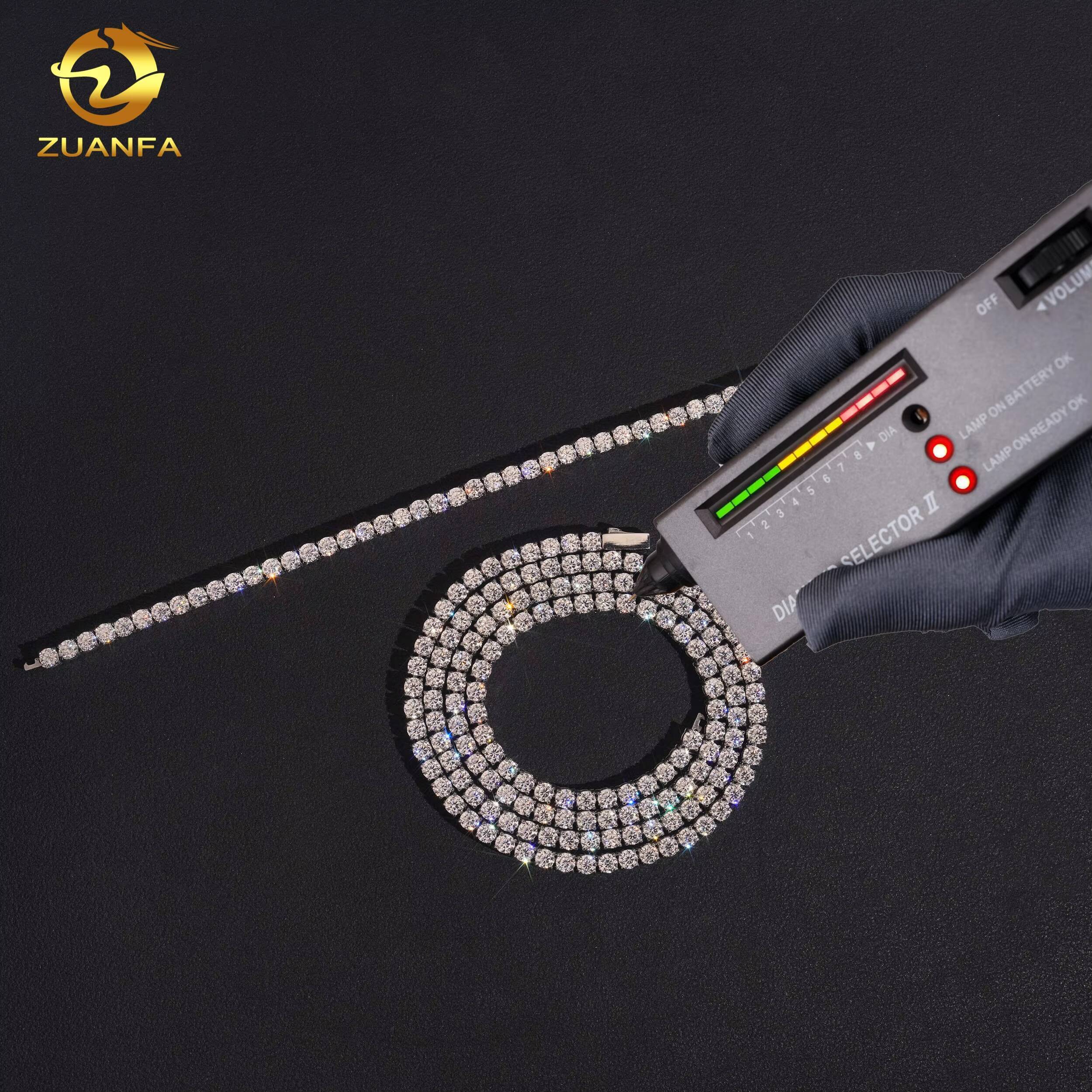 Factory Price 3mm Bracelet Hip Hop Moissanite Jewelry Iced Out Diamond VVS Moissanite Necklace 316L Stainless Steel Tennis Chain