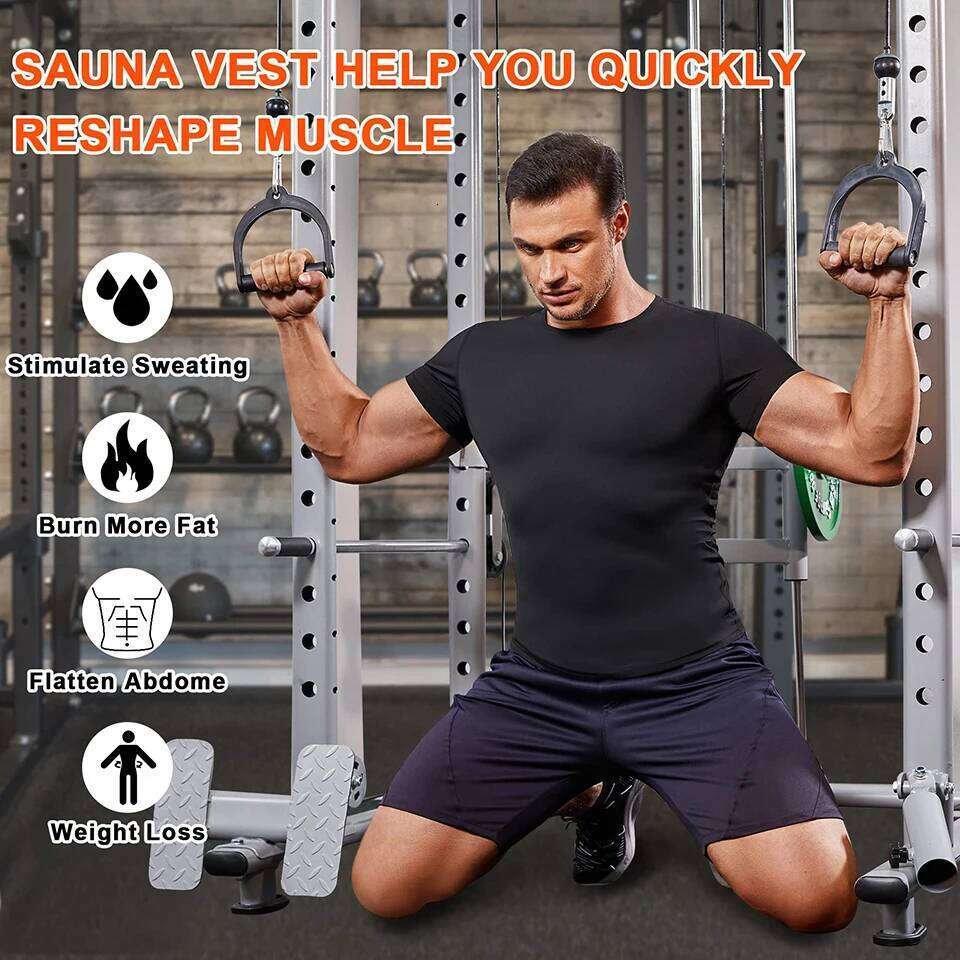 Men Compression Sauna Shirt Thermal Shapewear Fitness Sweat Body Shaper Accelerate Sweating Shirts Workout Gym Sportswear Tops 26Y0313