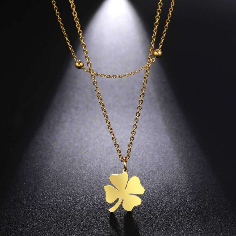 Fashion Stainless Steel Necklace Simple Leaves Pendant Necklaces Trend Multi-layer Choker Jewelry Wedding Gifts H260312