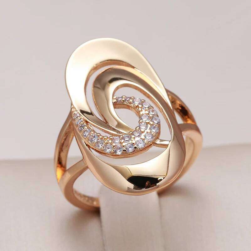 Kinel Unusual 585 Rose Gold Rings Daily Women Fine Minimalist Geometry Natural Zircon Ring Fashion Jewelry 2022 H260312