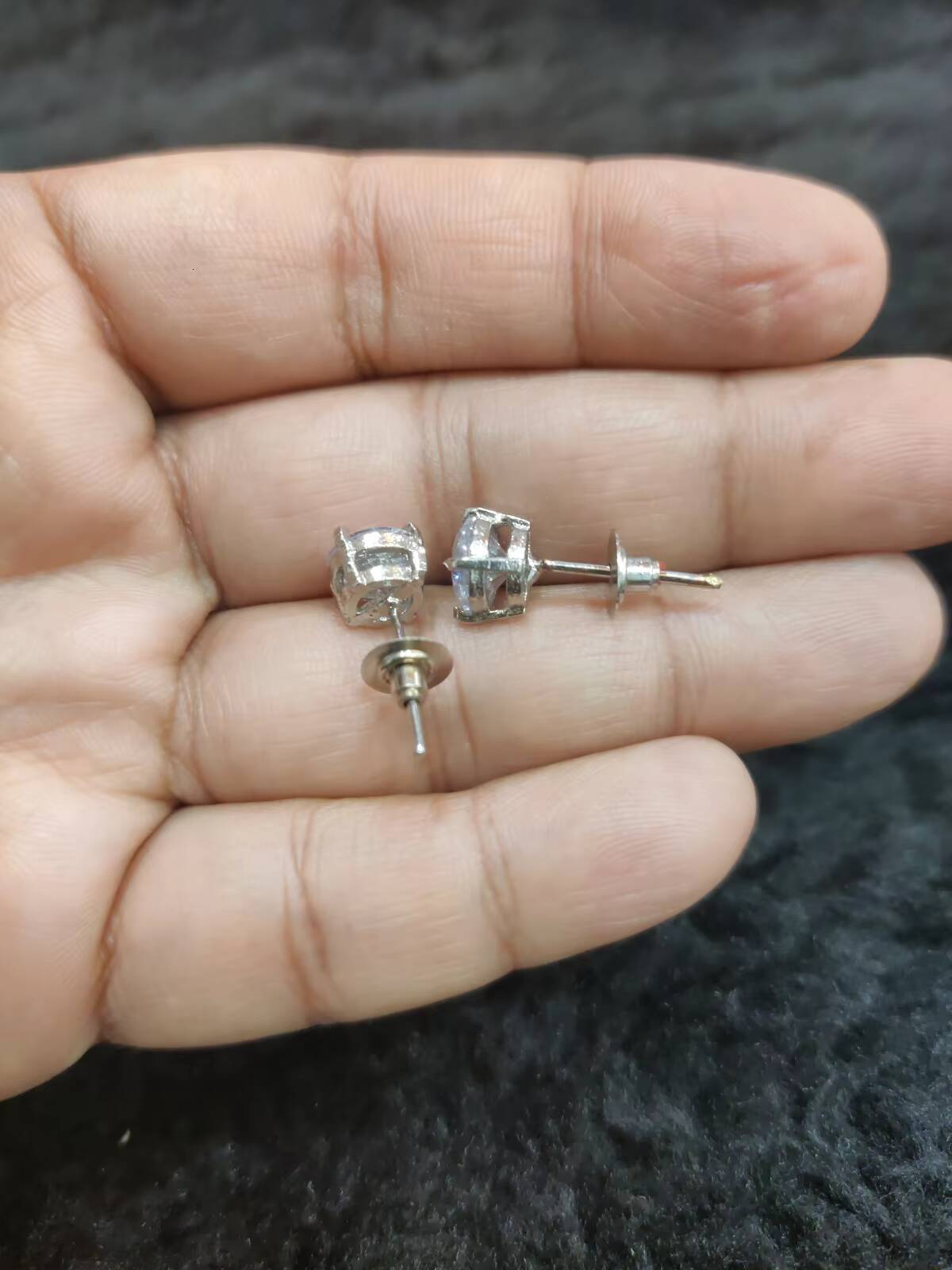 Moissanite Round Brilliant Cut Bezel Set White Gold Plated Stud Earrings-Trendy Unisex Jewelry