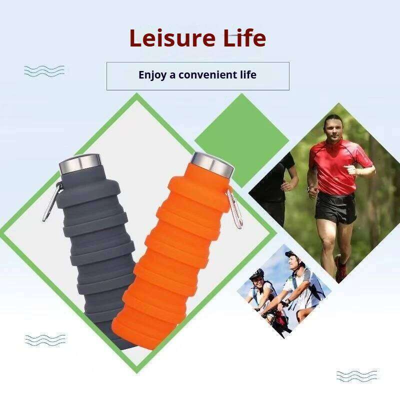 Cup Food - Grade Silicone Collapsible Water Bottle, 500ml Portable Foldable Mug Suitable for Outdoor Sports Z260314