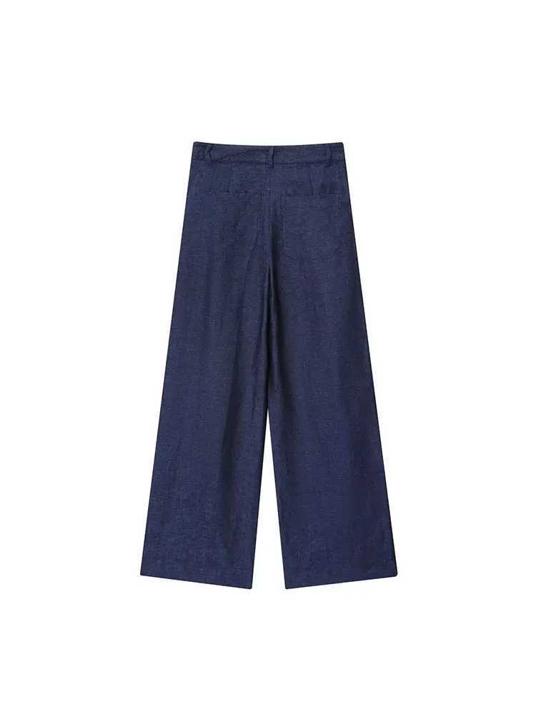 TFAFXY Womens Summer Office Lady Chic Suit Solid O-Neck Vest Straight Loose Button Pants Fashion Autumn Causal Set M260313