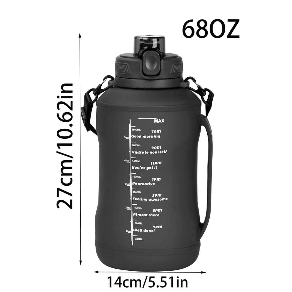 Collapsible 64oz/2L with Handle & Straw Large Capacity Silicone Foldable Bottle Sports Water Cup Outdoors Z260313