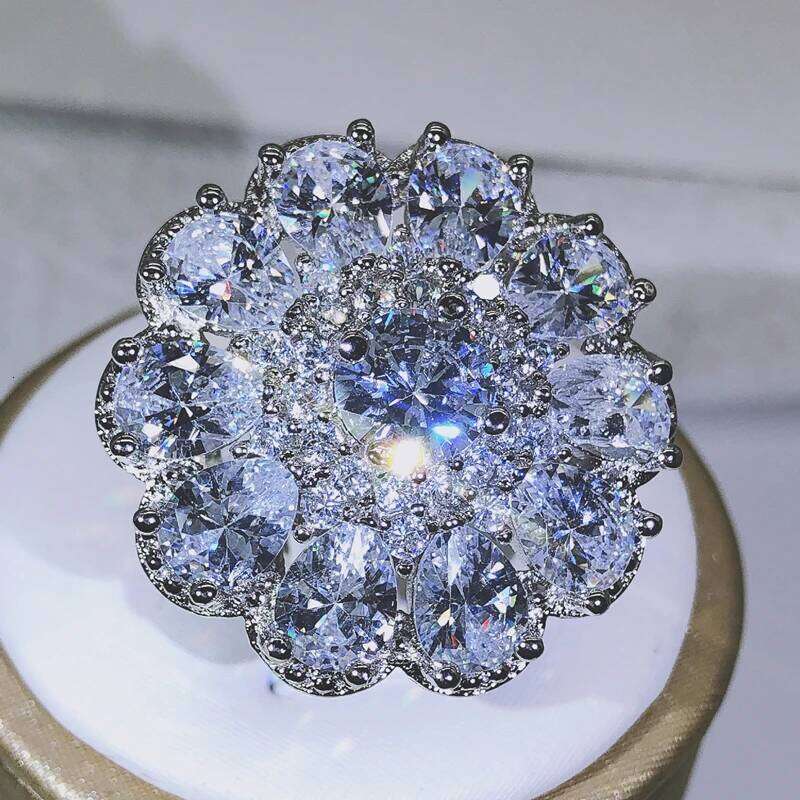 925 sterling silver Female multi-stone glittering zircon big ring men and women party birthday jewelry H260312