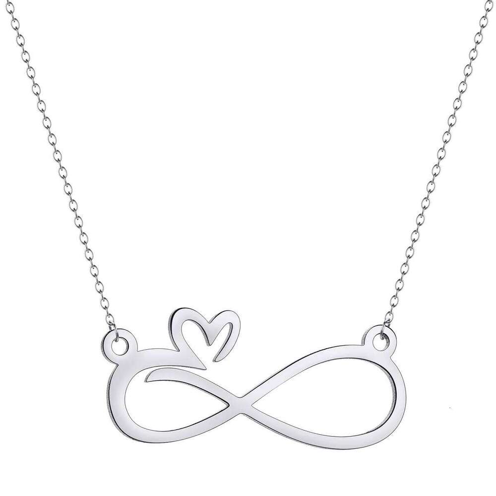 Kinitial Simple Infinity With Heart Pendant Necklace For Women Wedding Jewelry Stainless Steel Necklaces H260312