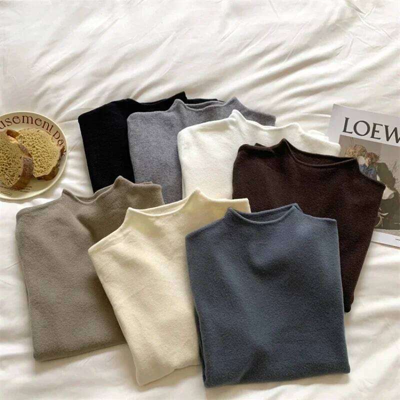 2025 Solid Sweater Women Turtleneck Knitted Pullovers Harajuku Korean Soft Warm Knitwear Autumn Winter Fashion Slim Jumpers Tops Z260313