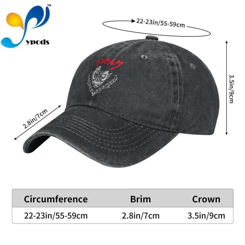 New Brand Berserk Anime Logo Snapback Cotton Baseball Cap Men Women Hip Hop Dad Hat Trucker Z260314