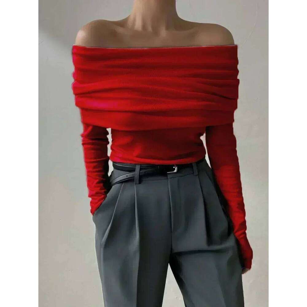 Wolfeel Autumn Slimming Knitted Women Fashion Basic Chic Pullover Long Sleeves Office Lady One Shoulder Sexy Sweater Top Z260313