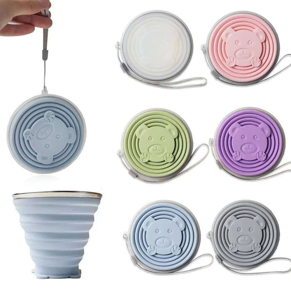 270ml Food Grade Travel Silicone Retractable Folding Water Coloured Portable Outdoor Coffee Mouthwash Cup Z260314