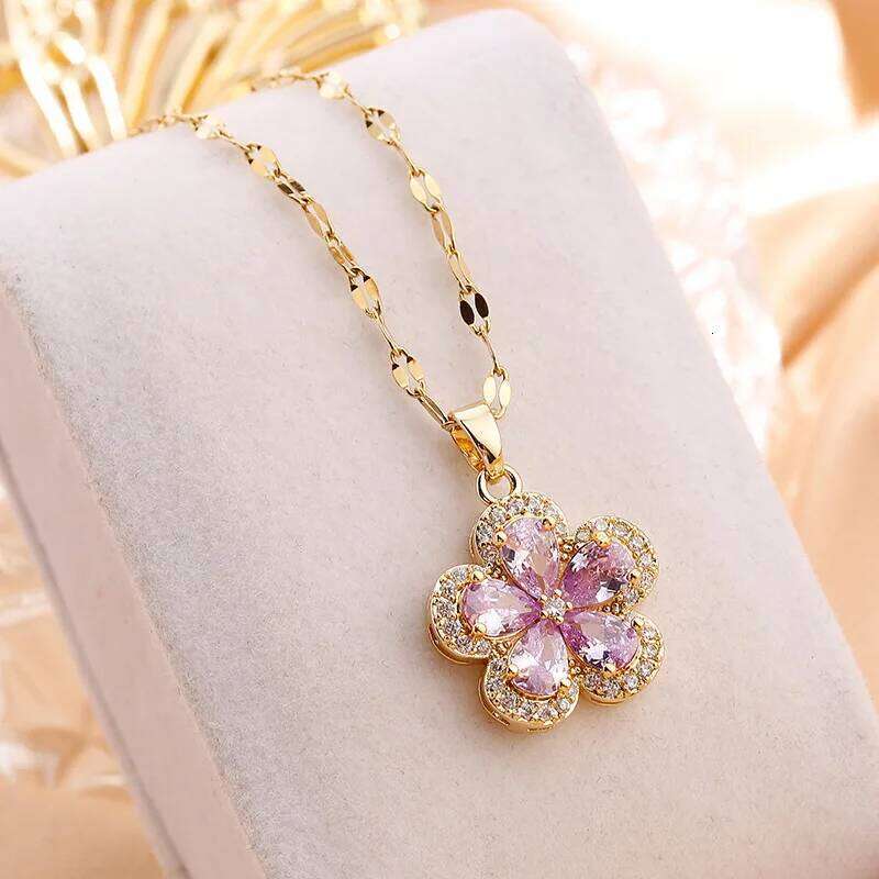 Artificial Gems cr Necklace women Stainless Steel Lips Neck Chain Female Necklaces Jewelry for Girl H260312