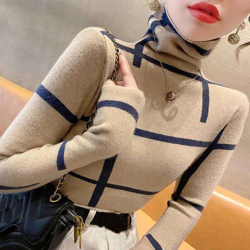 High neck base shirt autumn and winter fashionable new pullover knitted sweater women inner top Z260313