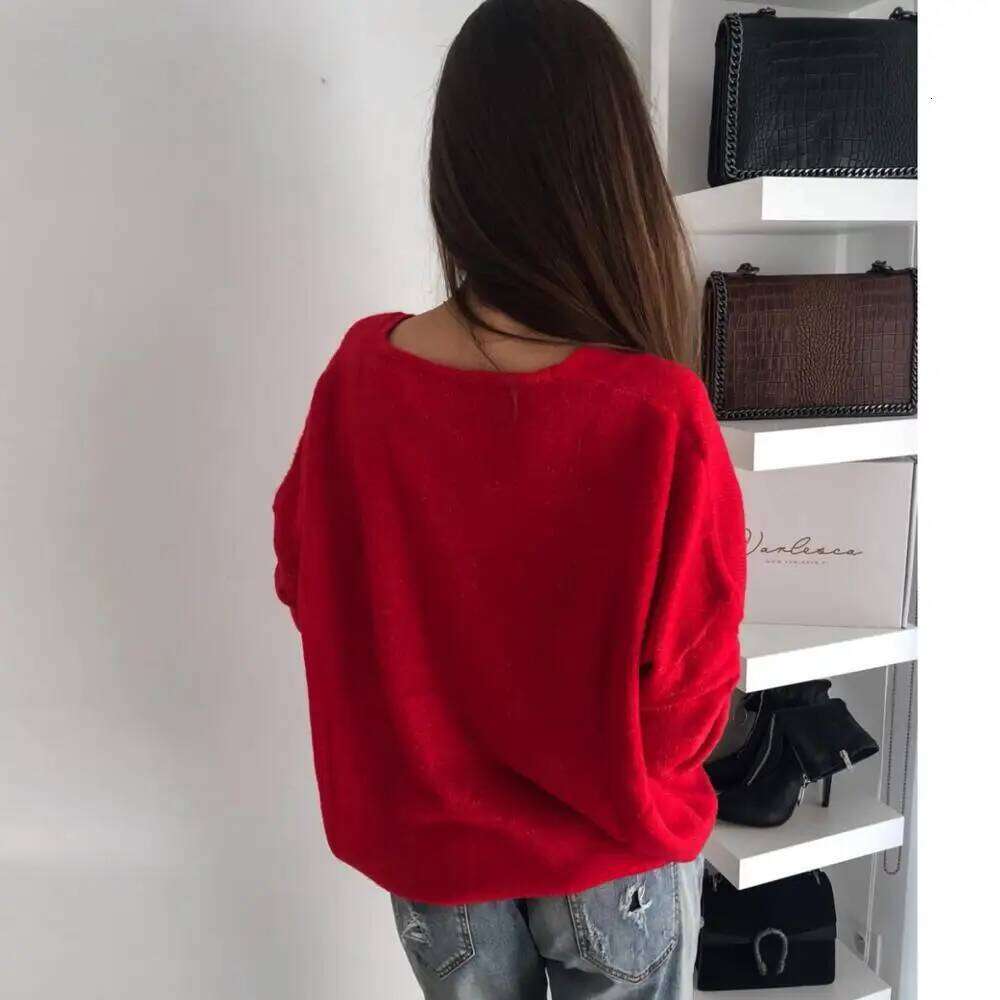 Women Elegant V Neck Pullover Vintage Long Sleeve Loose Knitted Sweater Casual Solid Wild Jumpers 2020 Knitting Tops Z260313