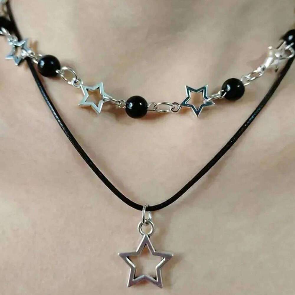 2PC Elegant Y2K Pentagram & Pearl Layered Necklace - Chic Party Accessory and Perfect Birthday Gift for Fashion-Forward H260312