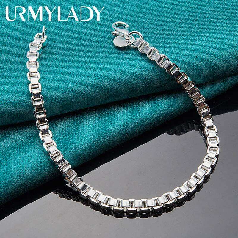 URMYLADY 925 Sterling Silver 3mm Chain Bracelet For Women Men Wedding Party Fashion Jewelry Z260313