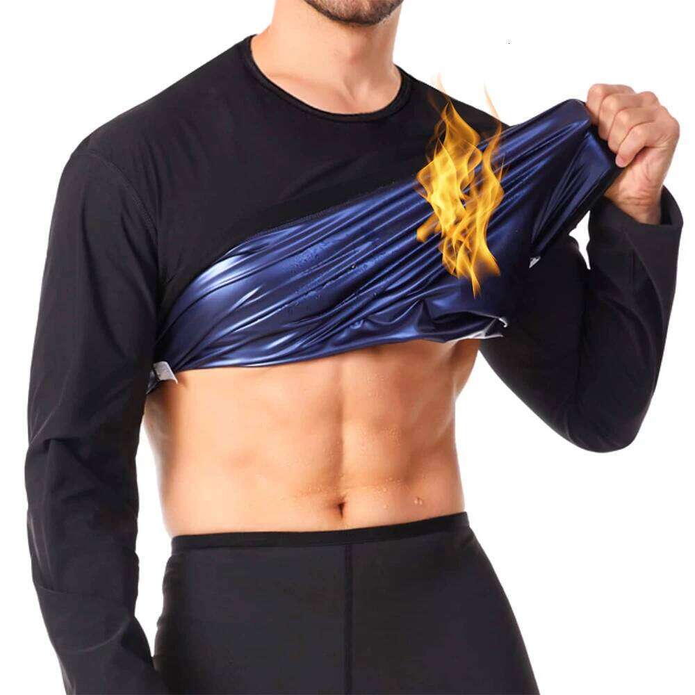 Sauna Shirt Men Sweat Suit Compression Long Sleeve Top Weight Loss Body Shaper Shirts for Workout Sports 26Y0313