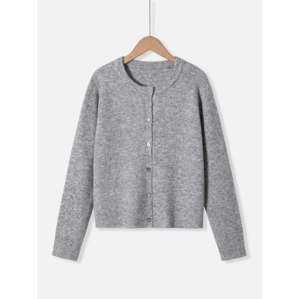 Ladies soft comfortable solidcolor cardigans fashionable casual autumn and winter knitted sweaters round n Z260313