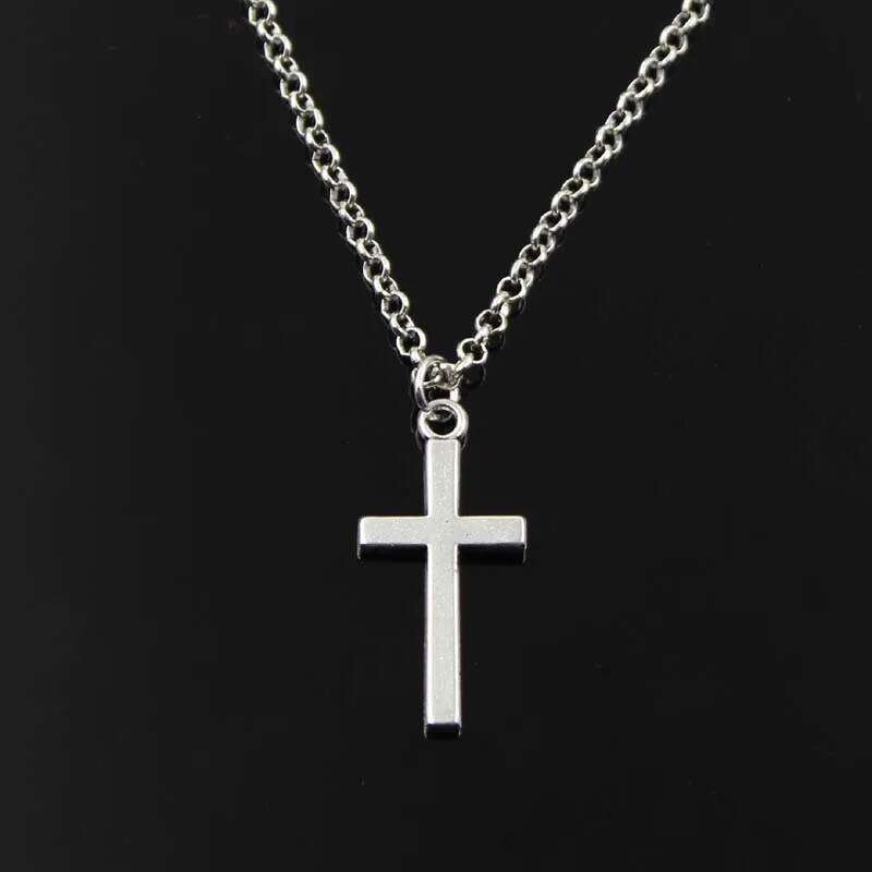 Simple Classic Fashion Double Sided Cross Antique Silver Color Pendant Girl Short Long Chain Necklaces Jewelry For Women H260312