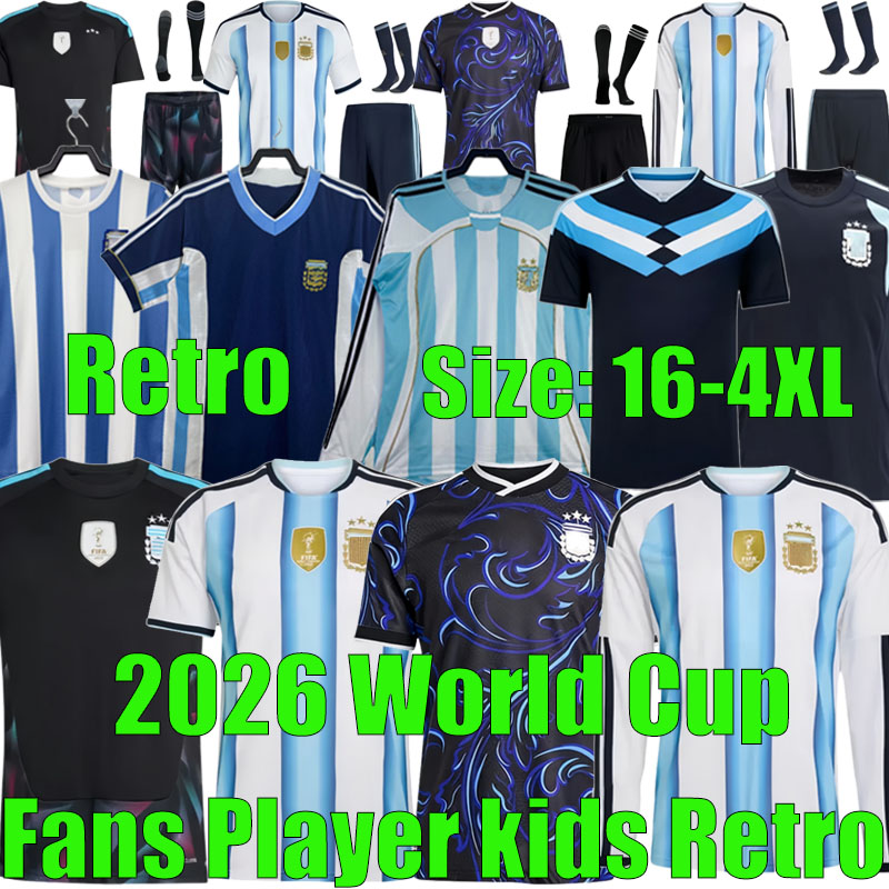 2026 World Cup Argentinas jersey MESSlS Long sleeves kit soccer Jerseys Retro 78 86 94 96 98 10 14 GARNACHO DE PAUL Football Shirts Men DI Maria Kids Goalkeeper training