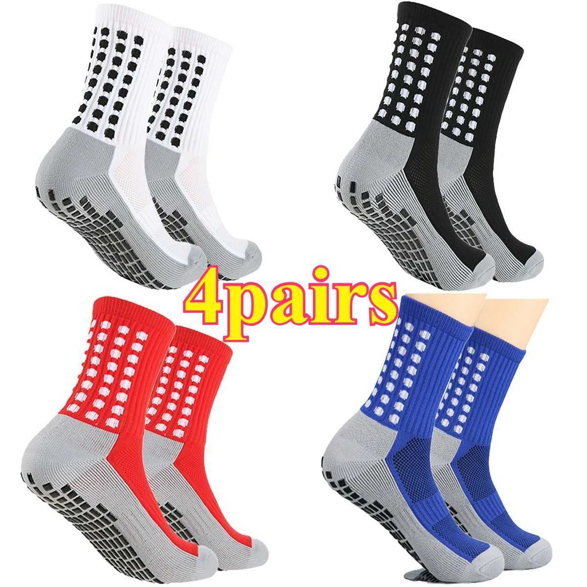 4pairs European size children36-41 of football socks sports socks mens mid-calf socks silicone nonslip dot socks basketball yog D260313