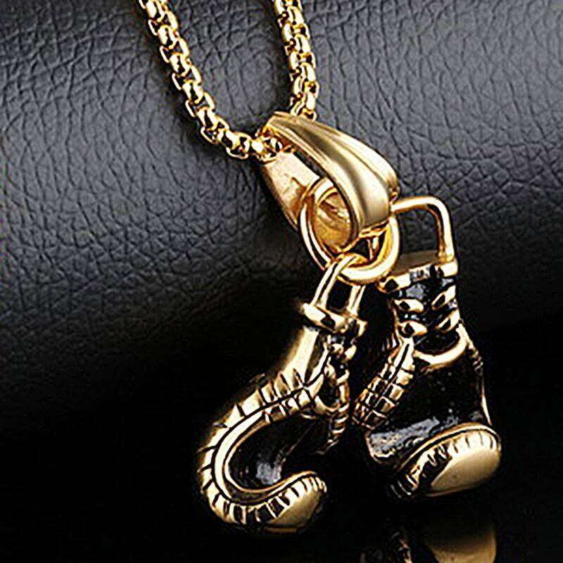 Vintage Boxing Gs Pendant Necklace For Men Punk Hip Hop Style Gold Color Titanium Steel Chain Fashion Women Jewelry Gifts H260312