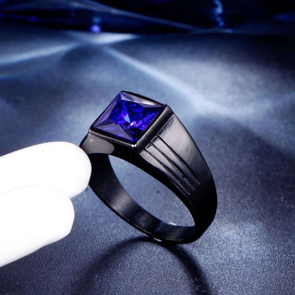 Punk Hip Hop High Quality Multi-colored Big Stone Rings Men Women Fashion Stainless Steel Ring Biker Jewelry Gifts Dropshipping H260312