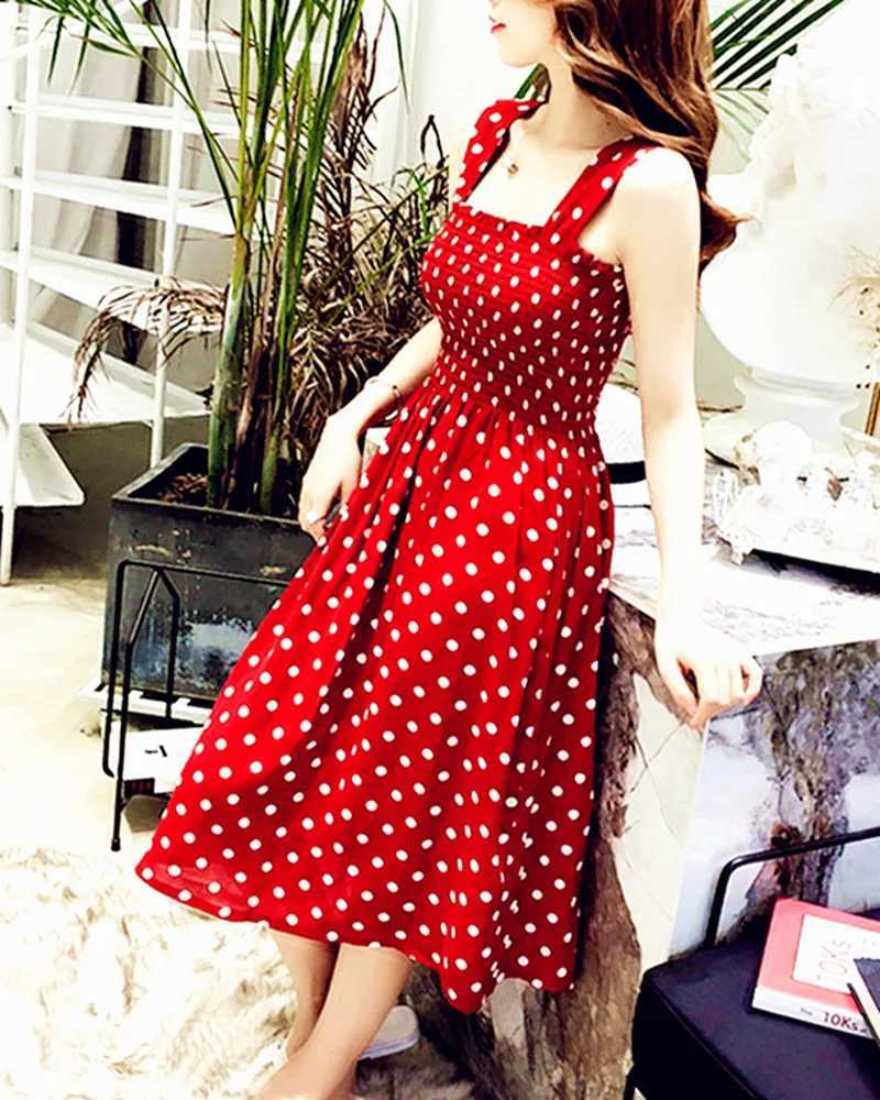 2025 Summer Befree Beach Long Vintage Dots Casual Ruffles Elegant Maxi Strap Camis Silky 5XL Dress Vestidos Sexy WomenT260316