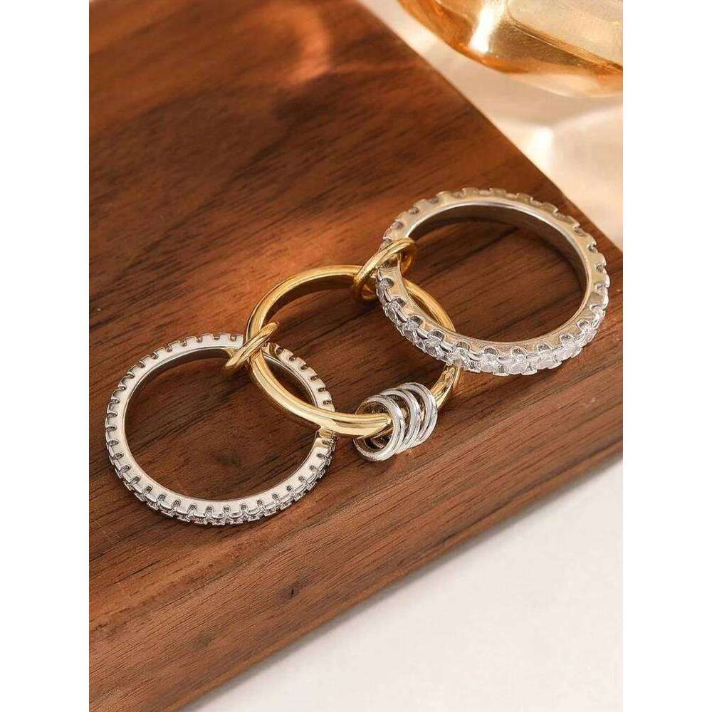 925 Sterling Silver Personalized Luxury Interlocking Stacked Ring For Women Daily Outfits Fashionable High Quality Fine Jewelry H260312