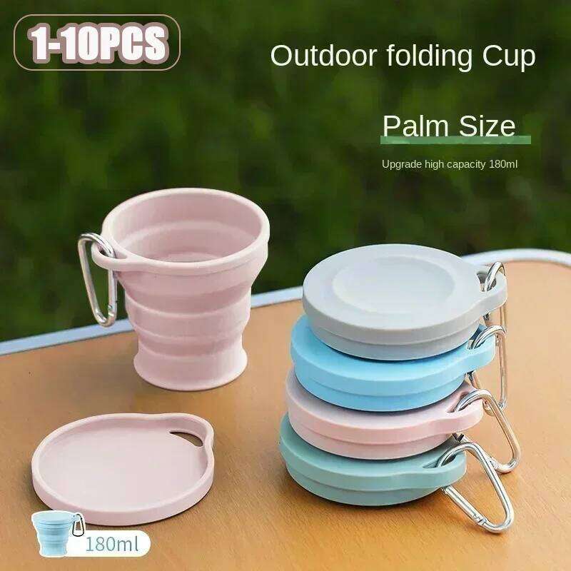 1-10PCS Foldable Large Capacity Mini Silicone Portable Tea Outdoor Travel with Lid Coffee Telescopic Cup Z260313
