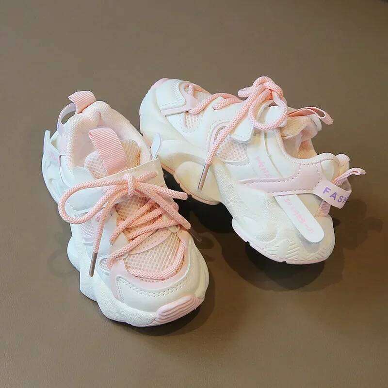 Girl Child Sport Shoe Spring Mesh Breathable Toddlers School Running Sneakers Fashion Non-slip Kids Boys Basketball Shoes 26Y0313