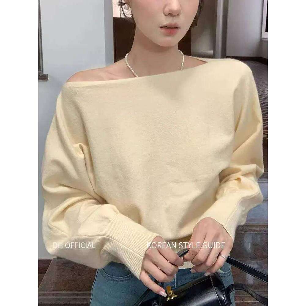 Boat Neck Long Knitwear Women Pullover Off shoulder Puff sleeve Sweater Spring Autumn Outwear Lady Casual Top Z260313