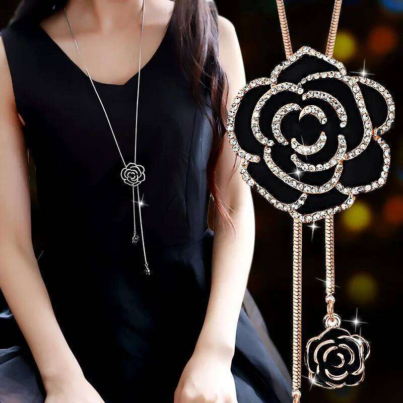 Camellia Sweater Necklaces Long Winter Necklace 2025 Trend Flower Rose Brand Jewelry accessories Wholesale price H260312